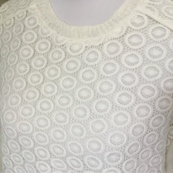 NWT LUCKY BRAND Cream Lace Chiffon Linen Mixed Media Sweater 1X - Picture 6 of 9